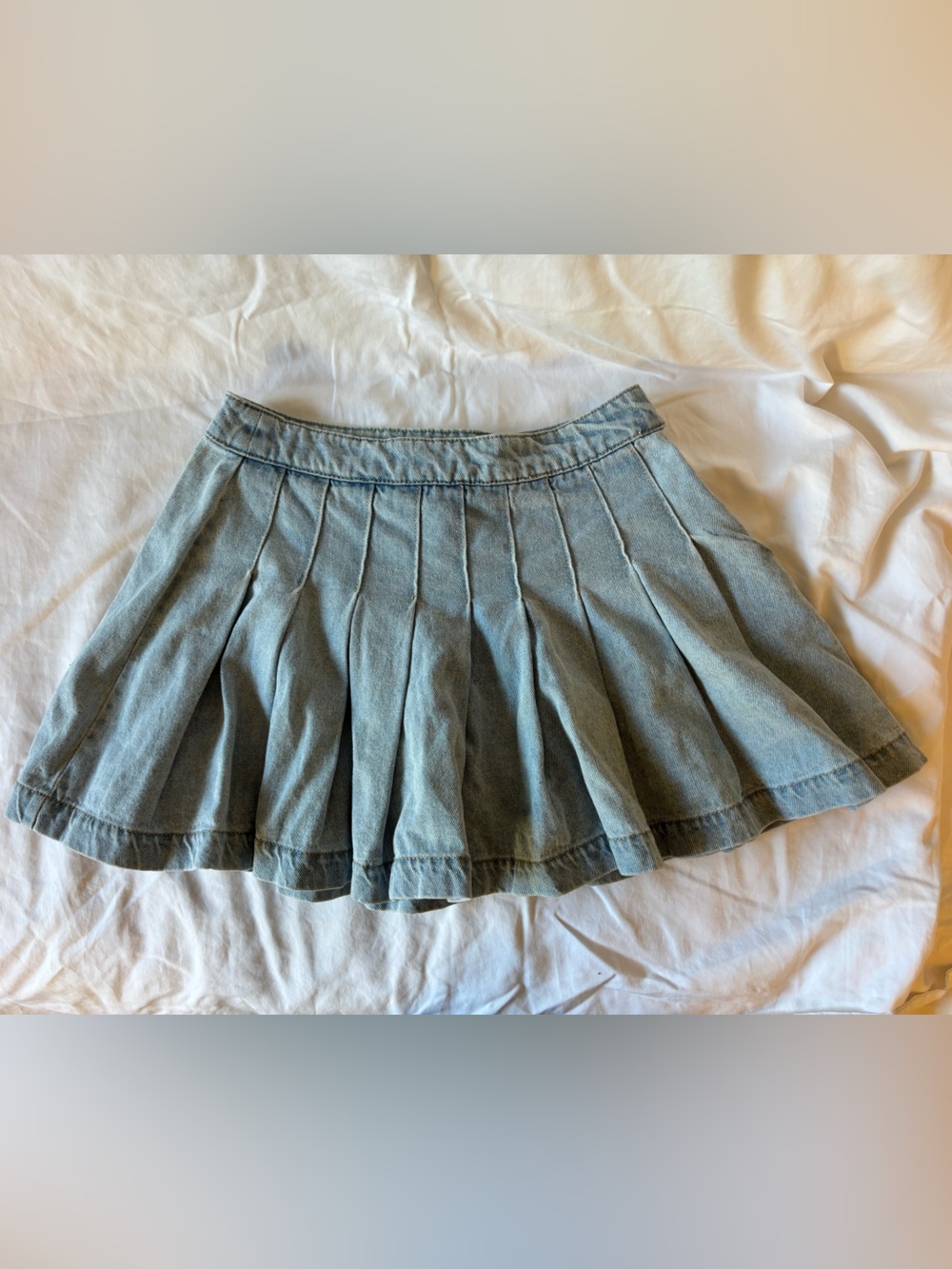 Light Blue Tennis Style Denim Mini Skirt - Women's